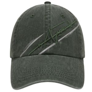 Gorra de Béisbol Vintage Color Verde Oliva Oscuro con Bordado 3D y Estampado Abstracto, Visera Curva Ajustable, Unisex, Logotipo Personalizado OEM ODM - Product Image 1