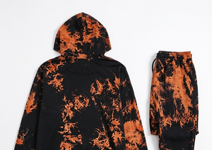 Conjunto Deportivo Unisex con Capucha, Manga Larga, Estampado Naranja y Negro, Transpirable, de Poliéster, Corte Holgado, para Otoño - Product Image 4