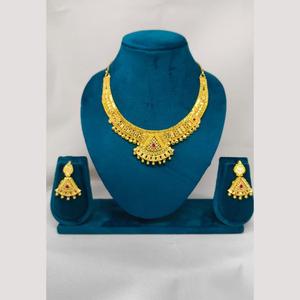 Conjunto de Collar Geométrico de Diseño 11058726GL con Imitación de Diamantes Americanos, Perlas y Circonitas Chapadas en Oro para Boda - Product Image 1