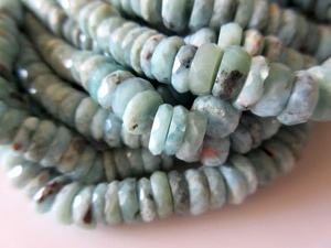 Perles de pierres précieuses naturelles Larimar Tyre Rondelle pour la fabrication de bijoux, fil de pierres en vrac de haute qualité - Product Image 6