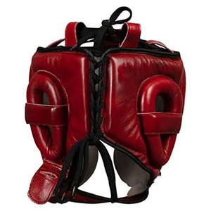 Casque de boxe en cuir rouge et équipement de protection, protège-tête de boxe rembourré durable pour l'entraînement et le sparring - Product Image 3