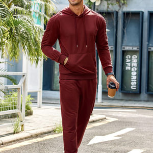 Service OEM – Ensemble deux pièces uni et vierge pour homme : sweat à capuche et pantalon de survêtement 100 % coton, respirant et robuste - Product Image 5