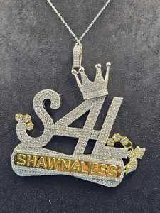 จี้เพชรโมอิสซาไนต์ VVS แบบกำหนดเอง พร้อมตัวอักษรและโลโก้  ทำจากเงินแท้ 925 สไตล์ฮิปฮอป สองสี  จี้ห้อยคอแบบกำหนดเองได้ - Product Image 2