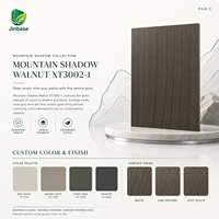 Panneau MDF de première qualité Jinbase Mountain Shadow Walnut 18 mm, placage bois, mélaminé, résistant à l'humidité, E0, 1220x2440 mm, pour hôtel