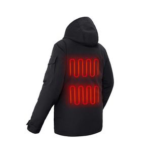Men's Heated Hooded Puffer <b>Jacket</b> Winter Sporty <b>Thick</b> Polyester Nylon Zipper Closure Solid Color <b>Fleece</b> Lining Regular - Product Image 2