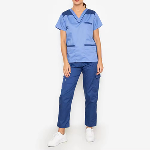 Conjunto de Uniformes Médicos de Lavanda Premium, Transpirables, Tipo Jogger, para Enfermería, 100% Algodón Elástico, Cuello en V, para Salón de Belleza - Product Image 2