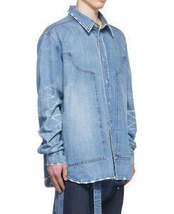 เสื้อเชิ้ตเดนิมสีน้ำเงินผ้าฝ้ายระบายอากาศ แขนยาว ติดกระดุม ทรงปกติสำหรับผู้ชาย สวมใส่ได้ทุกวัน - Product Image 3