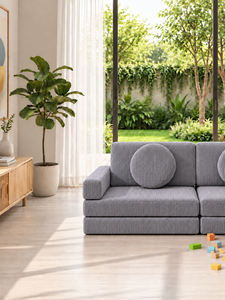 Ensemble de canapé modulaire gris pour enfants par Emerald Charming Square, canapé lounge de taille enfant avec tissu haut de gamme personnalisé pour hôtel, salon - Product Image 2