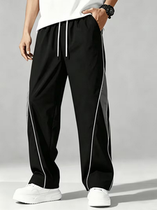 Pantalon de survêtement décontracté pour homme, coupe ample, en toile de spandex/nylon, respirant, séchage rapide, taille élastique, braguette zippée, poches - Product Image 6
