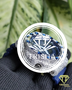 VVS Moissanite <b>Diamond</b> <b>Watch</b> 925 Sterling Silver Blue Sapphire Bezel Full Pave Iced Out Luxury Hip Hop <b>Watch</b> - Product Image 3