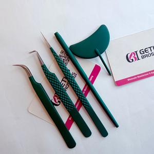 Pinzas para Pestañas GETUP BROSONS IMPEX 90, Curvas/Rectas, Recubrimiento en Polvo Verde Plateado, Acero Inoxidable Duradero Antimagnético - Product Image 5