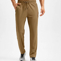 Pantalon de jogging kaki pour homme, cordon élastique, décontracté, respirant, mi-lourd, tricoté, poches latérales, pour l'automne, 100 % coton