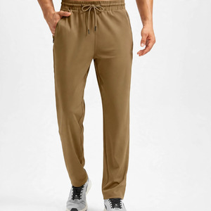 Pantalon de jogging kaki pour homme, cordon élastique, décontracté, respirant, mi-lourd, tricoté, poches latérales, pour l'automne, 100 % coton - Product Image 1