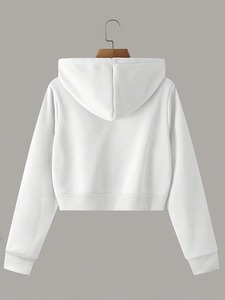 Encuentra un icono similar: Sudadera con capucha corta para mujer, de color liso, superventas, de buena calidad, precio al por mayor, manga larga, tejida. - Product Image 2