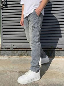 Pantalones Cargo de Mezclilla Vintage para Hombre, Lavado a la Piedra, Cintura Media, Corte Regular, Algodón Transpirable, Ecológico, Duradero, Casual, para Primavera - Product Image 4