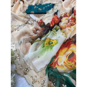Sari artisanal floral de créateur, tenue élégante pour les spectacles, look de soirée - Product Image 4