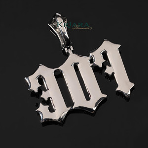 Pendentif en diamant cultivé en laboratoire avec la lettre « FOE », en argent 925 plaqué rhodium, style hip-hop, charme unisexe - Product Image 3