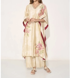 Luxury <b>Kaftan</b> Abaya Handmade Moroccan Arabian Dress Neck Long Sleeve Breathable Polyester Floor Length Regular Fit Evening Party - Product Image 1