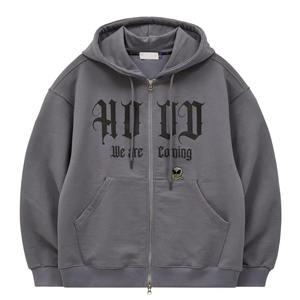 Sweats à capuche unisexes zippés de haute qualité, basiques en coton mélangé, avec impression en relief, style streetwear respirant pour hommes - Product Image 4