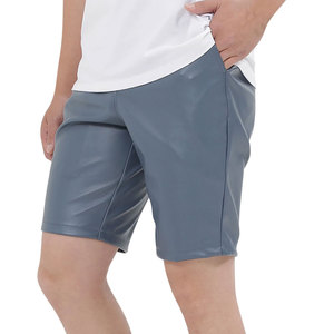 OEM Service Wholesale Custom Design Men <b>Leather</b> <b>Shorts</b> Breathable Plain Dyed New Arrival Private Label Casual Mid Waist - Product Image 1