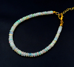 Natural Ethiopian Multi <b>Fire</b> Opal Beads Bracelet, Welo <b>Fire</b> Roundel, Gemstone Jewelry - Product Image 2