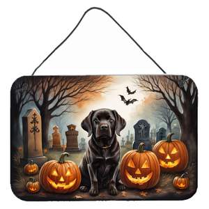 Nouveau chocolat Labrador Retriever Spooky Halloween aluminium métal mur porte suspendus imprime multicolore cuisine salle de bain Plaque pour - Product Image 1
