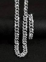 Collier Chaîne Cubaine de Luxe Sertie de Moissanite, Style Hip Hop Bling, Bijou Unisexe Haut de Gamme, Style Tennis, en Argent 925 Plaqué Rhodium