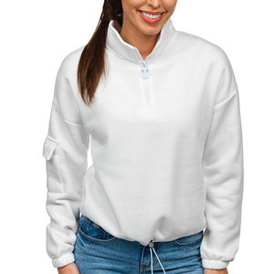 Women's Casual Spring Hooded Fleece <b>Drop</b> Shoulder <b>Stand</b> Collar Lined Anti-Pilling Cotton/Polyester Warm Design - Product Image 6