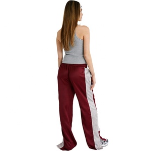 Pantalones Deportivos Ligeros para Mujer, 100% Poliéster, Corte Holgado, Cintura Elástica, Largos, con Bloques de Color y Franjas Laterales - Product Image 2