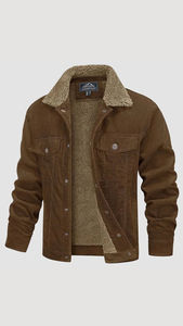 Men's Sherpa Lined <b>Corduroy</b> Bomber <b>Jacket</b> – Warm Winter Casual Outerwear - Product Image 2
