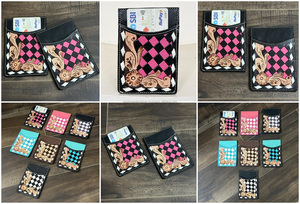 Tarjetero de Cuero Genuino Hecho a Mano por el Fabricante, Fundas para Tarjetas con Patrón a Cuadros de Alta Calidad y Duraderas para Uso Diario - Product Image 3