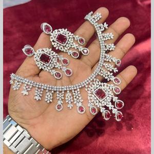 American Diamond <b>Necklace</b> <b>Set</b> <b>Silver</b> Plated 11151695DP Elegant Fine Jewelry - Product Image 1