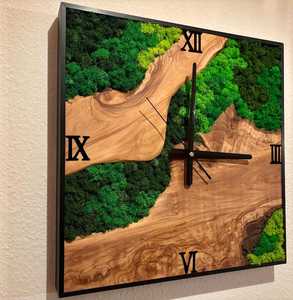 Customizable Simple Plant Wall <b>Clock</b> Handmade Natural Moss Wall <b>Clock</b> for Home Office Decor - Product Image 2
