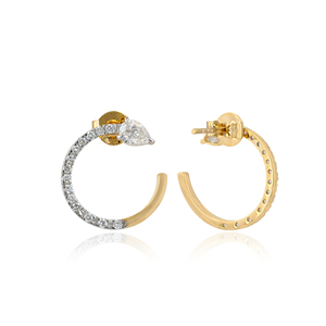 Pendientes de Aro con Diamantes Cultivados en Laboratorio de Oro de 14K, Pendientes de Aro Abiertos con Diamantes de Lujo para Mujer - Product Image 3