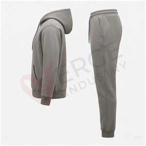 Conjunto de Sudadera con Capucha y Pantalones Deportivos Grises para Hombre, Manga Larga, Color Sólido, Transpirable, Corte Regular, Ropa Casual de Otoño - Product Image 3