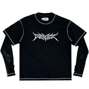 Camiseta de Manga Larga con Estampado Personalizado, Camiseta Unisex para Hombre, Camiseta Cuadrada de Algodón de 300 GSM, Camiseta Corta de Manga Larga de Doble Capa para Hombre - Product Image 1