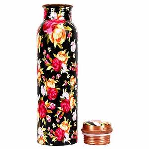 Botella de cobre con diseño floral de última generación, con acabado esmaltado, para uso doméstico y en servicios de catering, botella de agua artesanal con acabado artesanal. - Product Image 1