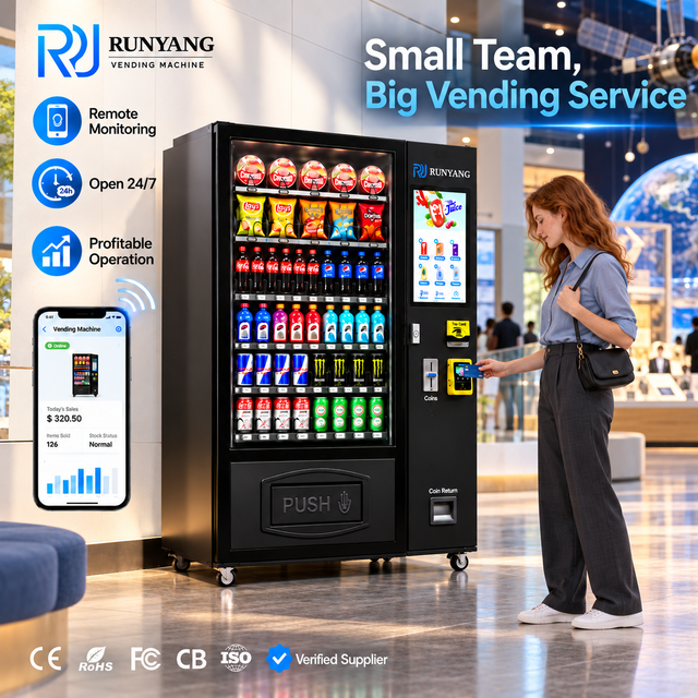 RUNYANG  Factory Coin Operated Touch Screen Automatic Smart Combo Snacks Vending Machine for Foods and Drinks