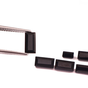 Onyx noir naturel 17x34mm, taille baguette, facetté, calibré, pierre précieuse en vrac certifiée pour la fabrication de bijoux, fournisseur en gros - Product Image 4
