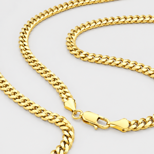 สร้อยคอแฟชั่นสไตล์ไมอามีคิวบันลิงค์ สแตนเลสชุบทอง 14k ขนาด 3 มม. 4 มม. 5 มม. 6 มม. 8 มม. พร้อมตัวล็อกแบบก้ามปู สำหรับทุกเพศ เหมาะสำหรับงานปาร์ตี้ ขายส่ง - Product Image 5