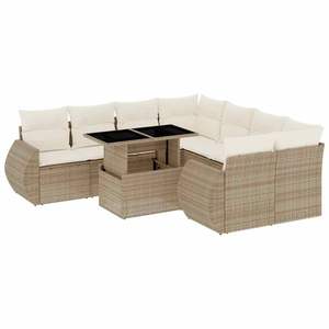 Ensemble de canapés de jardin en rotin PE beige avec structure en acier thermolaqué et verre trempé - Product Image 2