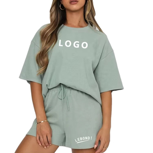 <b>Women's</b> Casual <b>2</b> <b>Piece</b> Shorts Set Regular Crew Neck Short Sleeve T Shirt 100% Cotton Breathable Summer <b>Outfit</b> - Product Image 1