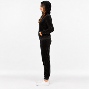 Ensemble de survêtement en velours pour femmes, 2 pièces, jogging, vêtements de sport à capuche, logo personnalisé - Product Image 2