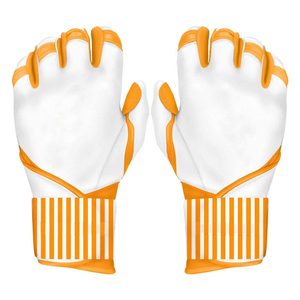 <b>Orange</b> White Split Finger Baseball Batting Gloves Pull On Closure Right Handed Adult Non Slip Training Glove - Product Image 1
