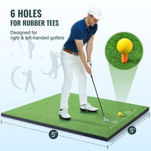 Tappetino da Golf 5x5ft in Erba Sintetica Rinforzata con 3 Tee in Gomma, Ausili per Allenamento Golf - Product Image 4