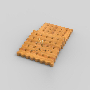 Ensemble de sous-verres en bois en forme de biscuit, design craquelin mignon, dessous de verre en bois massif pour tasses à café, nouveauté décorative de table - Product Image 1