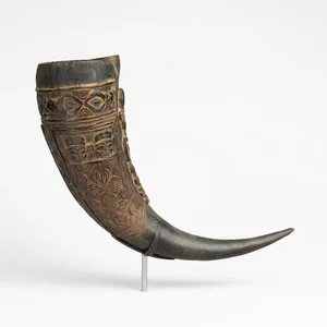 Handmade <b>Buffalo</b> <b>Horn</b> Drinking <b>Horn</b> Carved With Folk Art Design Natural Shape Antique Imitation Collectible - Product Image 6