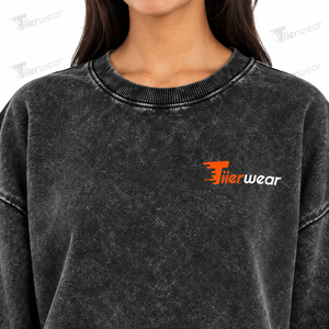 Tiierwear Women's Oversized <b>Black</b> Acid Washed <b>Crew</b> <b>Neck</b> <b>Sweatshirt</b> Drop-Shoulder Autumn Acid Wash <b>sweatshirts</b> for Women - Product Image 5