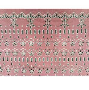 Tissu en coton rose tissé imprimé, respirant et léger, avec broderie Schiffli et découpe ajourée, très demandé pour robes de filles et femmes - Product Image 4