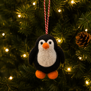 Handmade Felt Penguin Mini Figure Round Shape Lovely Cotton <b>Craft</b> Hanging Ornament Christmas Tree Decor - Product Image 1